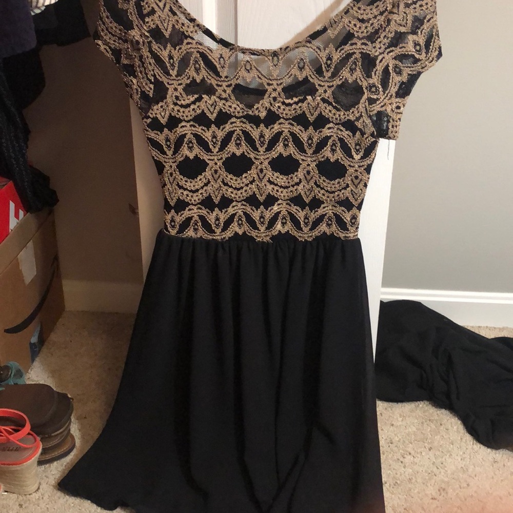 Black and gold dress